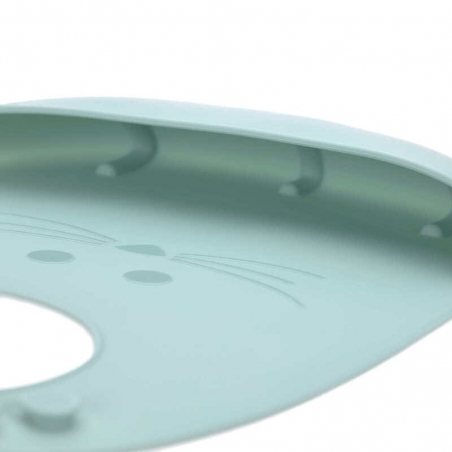 Bavoir silicone Little Chums Souris Lässig – Bleu : avec récupérateur profond