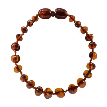 Bracelet bébé ambre/cognac Irreversible - avec fermoir Pop Up