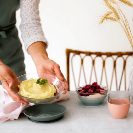 Coffret repas en verre Béaba - Eucalyptus - Mariage réussi du verre et du silicone