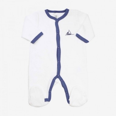 Pyjama Bébé en Velours Bateau Bleu...