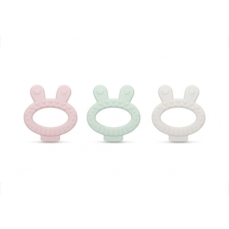 Anneau de dentition lapin Suavinex - 3 coloris : rose, vert ou gris