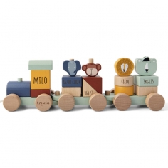 Train à blocs en bois Trixie - Animaux