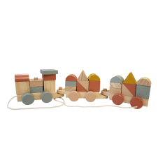 Train à blocs en bois -...