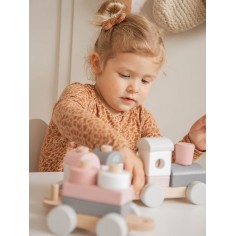 Train à blocs en bois rose... 2