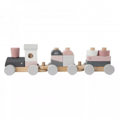Train à blocs en bois rose...