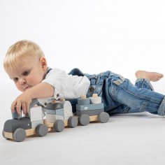 Train à blocs en bois bleu... 2