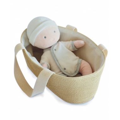 Poupon avec couffin gris et blanc -...